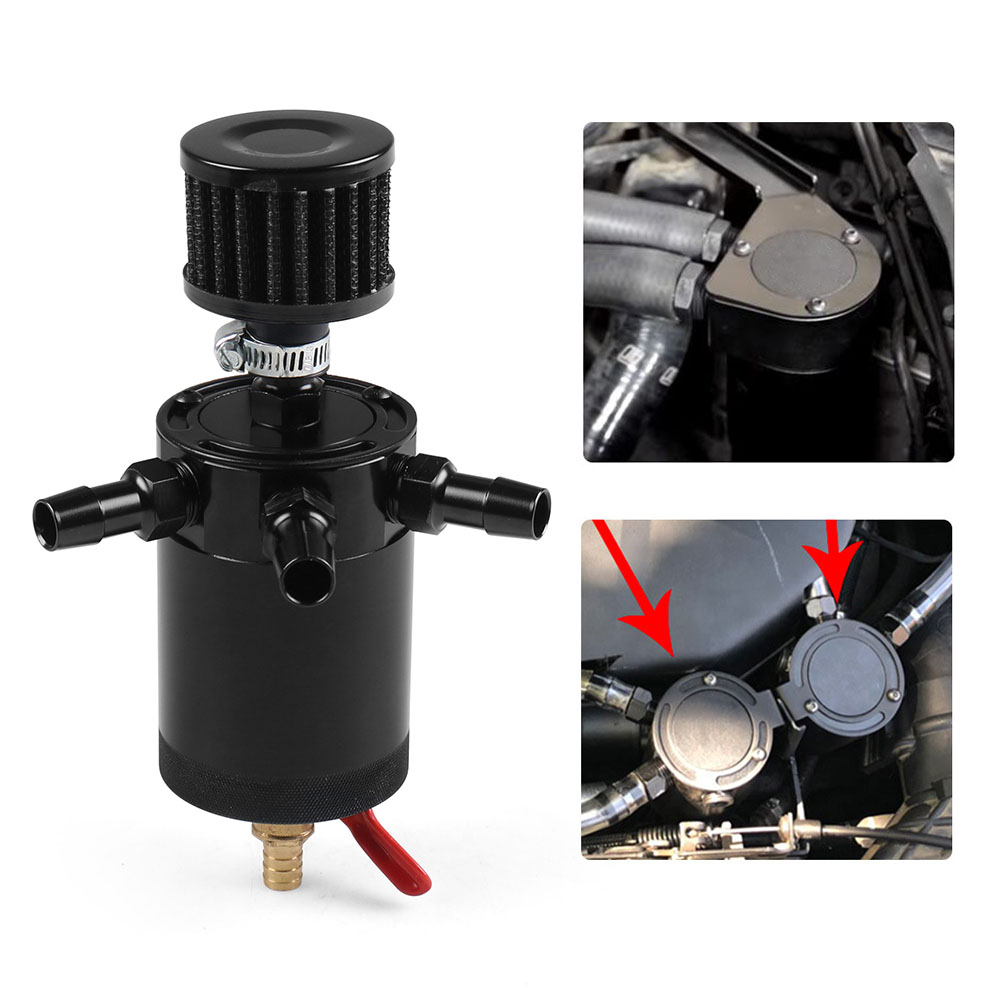 Depósito universal para latas de aceite con deflector compacto de 3 puertos Tanque para latas de aceite con filtro de ventilación Motor Separador de aceite mini