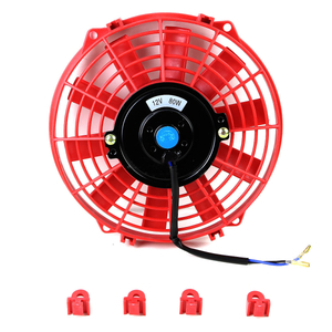 Kit de montaje del ventilador del radiador de enfriamiento del compartimiento del motor eléctrico de empuje / tracción delgado rojo de 9 '' 12V