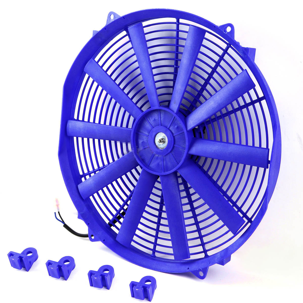 Kit de ensamblaje de ventilador de enfriamiento del radiador de bahía del motor eléctrico de empuje / tracción delgado azul de 16 '' 12V